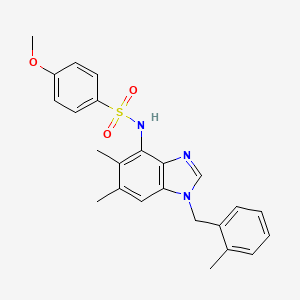 molecular formula C24H25N3O3S B3128369 N-[5,6-二甲基-1-(2-甲基苄基)-1H-1,3-苯并咪唑-4-基]-4-甲氧基苯磺酰胺 CAS No. 338954-55-5