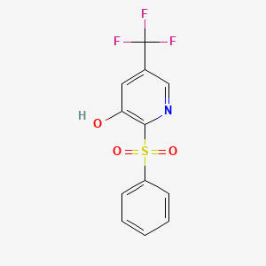 molecular formula C12H8F3NO3S B3128381 2-(Benzenesulfonyl)-5-(trifluoromethyl)pyridin-3-ol CAS No. 338956-57-3