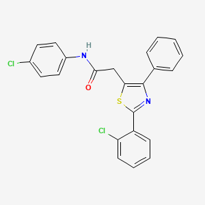 molecular formula C23H16Cl2N2OS B3128409 N-(4-chlorophenyl)-2-[2-(2-chlorophenyl)-4-phenyl-1,3-thiazol-5-yl]acetamide CAS No. 338957-23-6