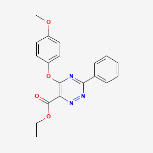 molecular formula C19H17N3O4 B3128437 Ethyl 5-(4-methoxyphenoxy)-3-phenyl-1,2,4-triazine-6-carboxylate CAS No. 338957-43-0