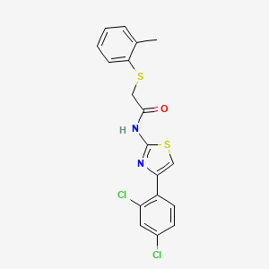 molecular formula C18H14Cl2N2OS2 B3128450 N-[4-(2,4-dichlorophenyl)-1,3-thiazol-2-yl]-2-[(2-methylphenyl)sulfanyl]acetamide CAS No. 338957-95-2