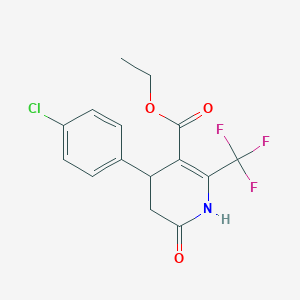 molecular formula C15H13ClF3NO3 B3128465 Ethyl 4-(4-chlorophenyl)-6-oxo-2-(trifluoromethyl)-1,4,5,6-tetrahydro-3-pyridinecarboxylate CAS No. 338960-12-6