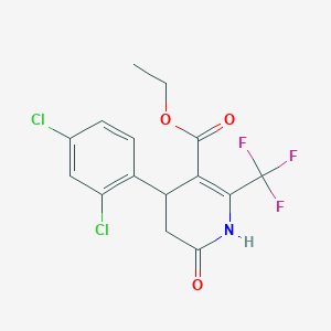 molecular formula C15H12Cl2F3NO3 B3128473 Ethyl 4-(2,4-dichlorophenyl)-6-oxo-2-(trifluoromethyl)-1,4,5,6-tetrahydro-3-pyridinecarboxylate CAS No. 338960-13-7