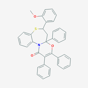 molecular formula C37H29NO3S B312848 6-(2-methoxyphenyl)-2,3,4a-triphenyl-5,6-dihydro-1H,4aH-[1,3]oxazino[2,3-d][1,5]benzothiazepin-1-one 