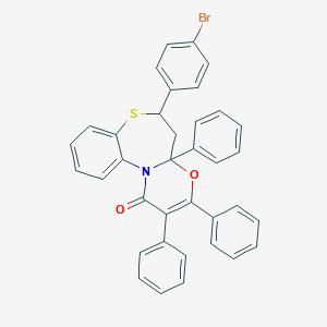 molecular formula C36H26BrNO2S B312849 6-(4-bromophenyl)-2,3,4a-triphenyl-5,6-dihydro-1H,4aH-[1,3]oxazino[2,3-d][1,5]benzothiazepin-1-one 