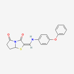 molecular formula C19H16N2O3S B3128494 2-((4-苯氧基苯胺)亚甲基)二氢吡咯[2,1-B][1,3]噻唑-3,5(2H,6H)-二酮 CAS No. 338960-19-3