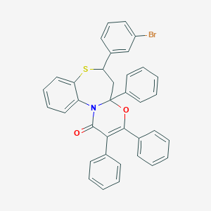 molecular formula C36H26BrNO2S B312850 6-(3-bromophenyl)-2,3,4a-triphenyl-5,6-dihydro-1H,4aH-[1,3]oxazino[2,3-d][1,5]benzothiazepin-1-one 