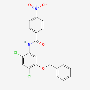 molecular formula C20H14Cl2N2O4 B3128513 N-(5-(Benzyloxy)-2,4-dichlorophenyl)-4-nitrobenzenecarboxamide CAS No. 338961-20-9