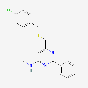 N-(6-{[(4-chlorobenzyl)sulfanyl]methyl}-2-phenyl-4-pyrimidinyl)-N-methylamine