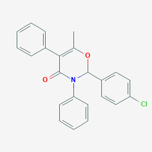 molecular formula C23H18ClNO2 B312855 2-(4-Chlorophenyl)-3,5-diphenyl-6-methyl-2,3-dihydro-4H-1,3-oxazine-4-one 