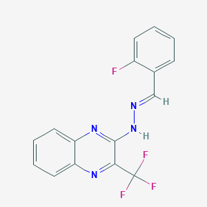 molecular formula C16H10F4N4 B3128555 2-fluorobenzenecarbaldehyde N-[3-(trifluoromethyl)-2-quinoxalinyl]hydrazone CAS No. 338962-27-9