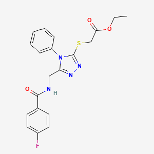 molecular formula C20H19FN4O3S B3128564 ethyl 2-[(5-{[(4-fluorobenzoyl)amino]methyl}-4-phenyl-4H-1,2,4-triazol-3-yl)sulfanyl]acetate CAS No. 338962-50-8