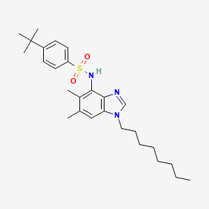 4-(tert-butyl)-N-(5,6-dimethyl-1-octyl-1H-1,3-benzimidazol-4-yl)benzenesulfonamide