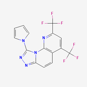 molecular formula C15H7F6N5 B3128627 9-Pyrrol-1-yl-2,4-bis(trifluoromethyl)-[1,2,4]triazolo[4,3-a][1,8]naphthyridine CAS No. 338965-34-7