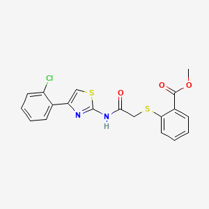 molecular formula C19H15ClN2O3S2 B3128631 Methyl 2-[({[4-(2-chlorophenyl)-1,3-thiazol-2-yl]carbamoyl}methyl)sulfanyl]benzoate CAS No. 338965-71-2
