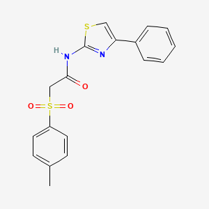 molecular formula C18H16N2O3S2 B3128647 2-[(4-methylphenyl)sulfonyl]-N-(4-phenyl-1,3-thiazol-2-yl)acetamide CAS No. 338965-86-9