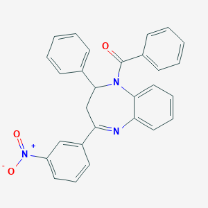 molecular formula C28H21N3O3 B312865 1-benzoyl-4-{3-nitrophenyl}-2-phenyl-2,3-dihydro-1H-1,5-benzodiazepine 