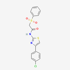 molecular formula C17H13ClN2O3S2 B3128664 2-(benzenesulfonyl)-N-[4-(4-chlorophenyl)-1,3-thiazol-2-yl]acetamide CAS No. 338966-01-1