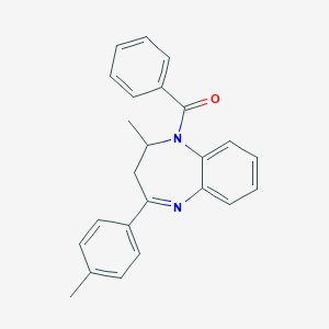 molecular formula C24H22N2O B312867 1-benzoyl-2-methyl-4-(4-methylphenyl)-2,3-dihydro-1H-1,5-benzodiazepine 