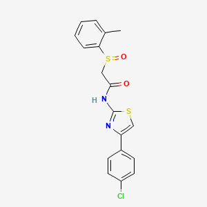 molecular formula C18H15ClN2O2S2 B3128671 N-[4-(4-chlorophenyl)-1,3-thiazol-2-yl]-2-[(2-methylphenyl)sulfinyl]acetamide CAS No. 338966-05-5
