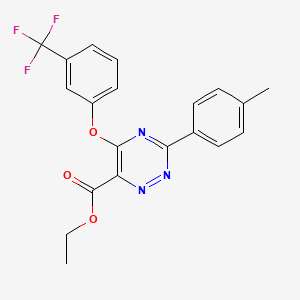 molecular formula C20H16F3N3O3 B3128673 3-(4-甲基苯基)-5-[3-(三氟甲基)苯氧基]-1,2,4-三嗪-6-甲酸乙酯 CAS No. 338966-14-6