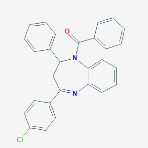 molecular formula C28H21ClN2O B312868 1-benzoyl-4-(4-chlorophenyl)-2-phenyl-2,3-dihydro-1H-1,5-benzodiazepine 