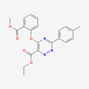 molecular formula C21H19N3O5 B3128683 5-[2-(甲氧基羰基)苯氧基]-3-(4-甲苯基)-1,2,4-三嗪-6-羧酸乙酯 CAS No. 338966-17-9
