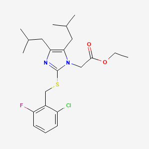 molecular formula C22H30ClFN2O2S B3128690 ethyl 2-{2-[(2-chloro-6-fluorobenzyl)sulfanyl]-4,5-diisobutyl-1H-imidazol-1-yl}acetate CAS No. 338966-21-5
