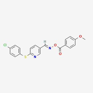 molecular formula C20H15ClN2O3S B3128716 (E)-({6-[(4-chlorophenyl)sulfanyl]pyridin-3-yl}methylidene)amino 4-methoxybenzoate CAS No. 338967-10-5