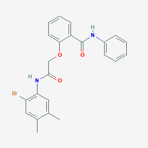molecular formula C23H21BrN2O3 B312873 2-[2-(2-bromo-4,5-dimethylanilino)-2-oxoethoxy]-N-phenylbenzamide 