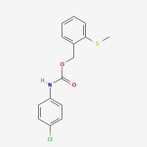 molecular formula C15H14ClNO2S B3128750 2-(methylsulfanyl)benzyl N-(4-chlorophenyl)carbamate CAS No. 338968-16-4