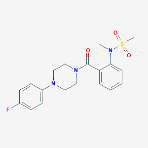 molecular formula C19H22FN3O3S B312878 N-(2-{[4-(4-fluorophenyl)-1-piperazinyl]carbonyl}phenyl)-N-methylmethanesulfonamide 
