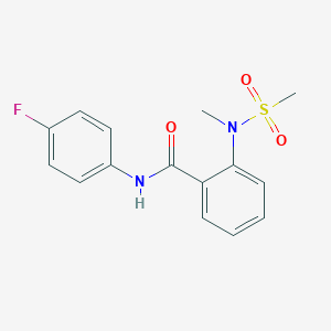 molecular formula C15H15FN2O3S B312882 N-(4-fluorophenyl)-2-[methyl(methylsulfonyl)amino]benzamide 