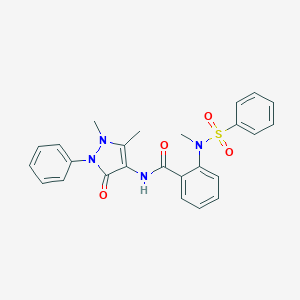 molecular formula C25H24N4O4S B312883 N-(1,5-dimethyl-3-oxo-2-phenyl-2,3-dihydro-1H-pyrazol-4-yl)-2-[methyl(phenylsulfonyl)amino]benzamide 