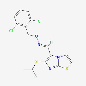 molecular formula C16H15Cl2N3OS2 B3128830 6-(isopropylsulfanyl)imidazo[2,1-b][1,3]thiazole-5-carbaldehyde O-(2,6-dichlorobenzyl)oxime CAS No. 338976-47-9
