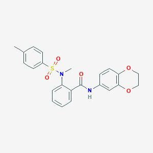 molecular formula C23H22N2O5S B312884 N-(2,3-dihydro-1,4-benzodioxin-6-yl)-2-{methyl[(4-methylphenyl)sulfonyl]amino}benzamide 