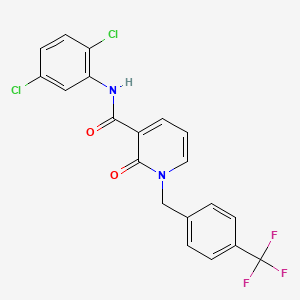 molecular formula C20H13Cl2F3N2O2 B3128850 N-(2,5-Dichlorophenyl)-2-oxo-1-(4-(trifluoromethyl)benzyl)-1,2-dihydro-3-pyridinecarboxamide CAS No. 338977-46-1