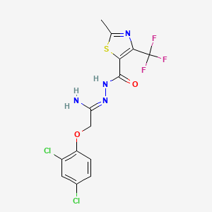 molecular formula C14H11Cl2F3N4O2S B3128853 N'-[2-(2,4-dichlorophenoxy)ethanimidoyl]-2-methyl-4-(trifluoromethyl)-1,3-thiazole-5-carbohydrazide CAS No. 338978-16-8