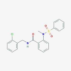 molecular formula C21H19ClN2O3S B312887 N-(2-chlorobenzyl)-2-[methyl(phenylsulfonyl)amino]benzamide 