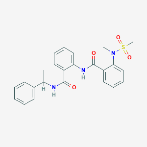 molecular formula C24H25N3O4S B312892 2-[methyl(methylsulfonyl)amino]-N-{2-[(1-phenylethyl)carbamoyl]phenyl}benzamide 