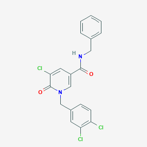 molecular formula C20H15Cl3N2O2 B3128936 N-benzyl-5-chloro-1-(3,4-dichlorobenzyl)-6-oxo-1,6-dihydro-3-pyridinecarboxamide CAS No. 339009-03-9