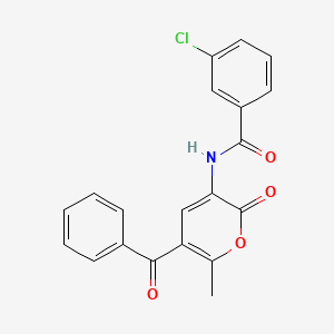 molecular formula C20H14ClNO4 B3128940 N-(5-benzoyl-6-methyl-2-oxo-2H-pyran-3-yl)-3-chlorobenzenecarboxamide CAS No. 339009-29-9
