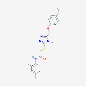 molecular formula C22H26N4O2S B312898 N-(2,4-dimethylphenyl)-2-({5-[(4-ethylphenoxy)methyl]-4-methyl-4H-1,2,4-triazol-3-yl}sulfanyl)acetamide 