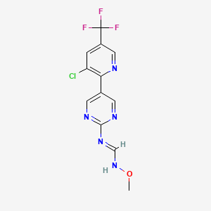 molecular formula C12H9ClF3N5O B3128986 N'-[5-[3-chloro-5-(trifluoromethyl)pyridin-2-yl]pyrimidin-2-yl]-N-methoxymethanimidamide CAS No. 339010-72-9