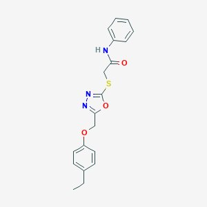 molecular formula C19H19N3O3S B312899 2-({5-[(4-ethylphenoxy)methyl]-1,3,4-oxadiazol-2-yl}sulfanyl)-N-phenylacetamide 