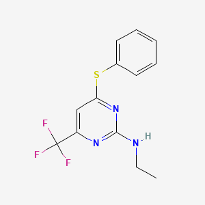 molecular formula C13H12F3N3S B3129001 N-ethyl-4-(phenylsulfanyl)-6-(trifluoromethyl)-2-pyrimidinamine CAS No. 339010-86-5