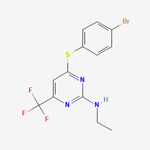 molecular formula C13H11BrF3N3S B3129008 N-[4-[(4-溴苯基)硫代]-6-(三氟甲基)-2-嘧啶基]-N-乙胺 CAS No. 339010-88-7