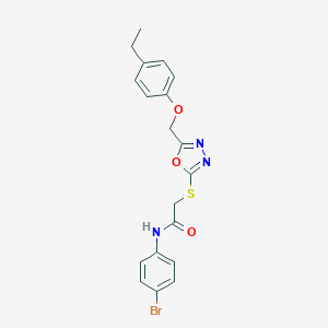 molecular formula C19H18BrN3O3S B312901 N-(4-bromophenyl)-2-({5-[(4-ethylphenoxy)methyl]-1,3,4-oxadiazol-2-yl}sulfanyl)acetamide 