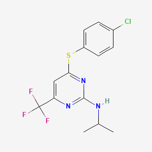 molecular formula C14H13ClF3N3S B3129037 N-[4-[(4-chlorophenyl)sulfanyl]-6-(trifluoromethyl)-2-pyrimidinyl]-N-isopropylamine CAS No. 339011-36-8