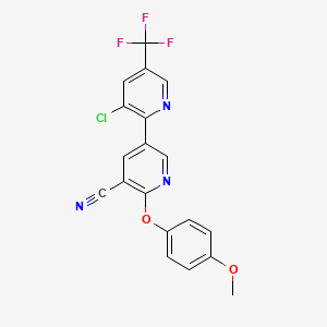 molecular formula C19H11ClF3N3O2 B3129060 2-(4-Methoxyphenoxy)-3-cyano-5-(3-chloro-5-trifluoromethyl-2-pyridyl)pyridine CAS No. 339011-80-2